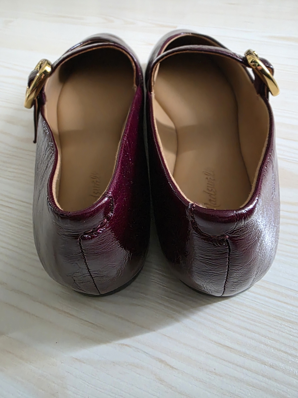 New Madewell Remy Leather Burgundy Plum Patent Mary Jane Flats Size 8 - Picture 3 of 5